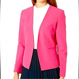 LOFT Open Collarless Blazer Jacket Pink 6 Petite